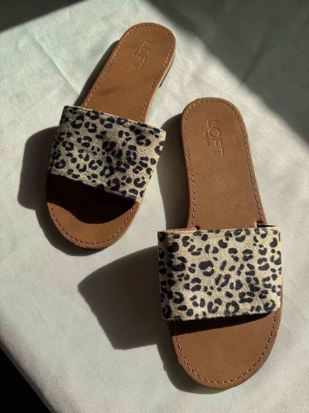 Leopard Slide Sandals Faux Suede Flat Slides Casual Resort Boho Women’s 7